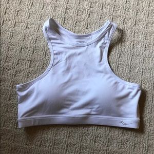 White high neck sports bra